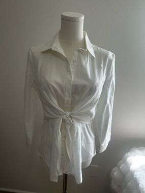 Philosophy Cream Button-Down Tie Front Shirt